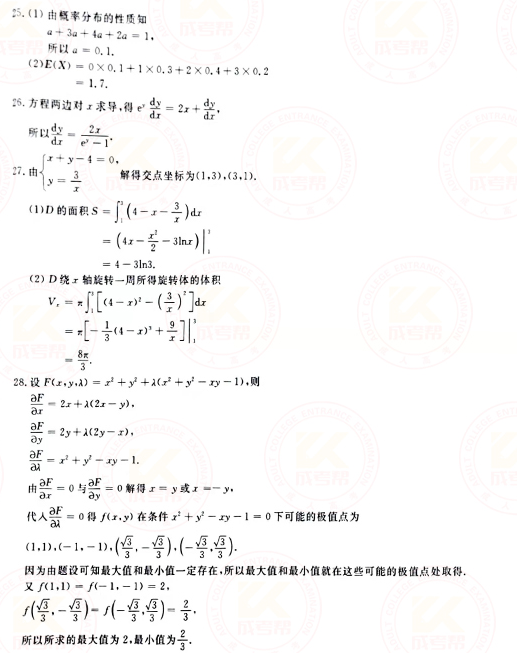 2021年成人高考專升本高數(shù)(二)真題及答案！-8