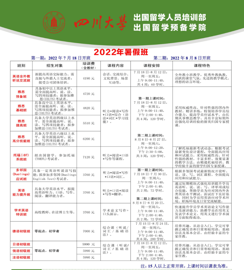四川大學雅思培訓聯系電話是多少